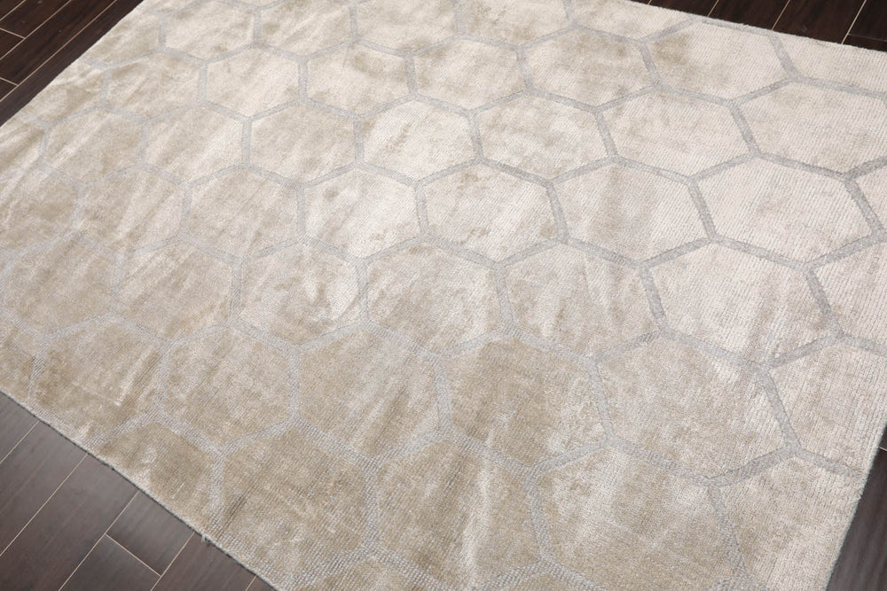 5x7 Gray, , Color Hand Knotted  Viscose Modern Oriental Rug