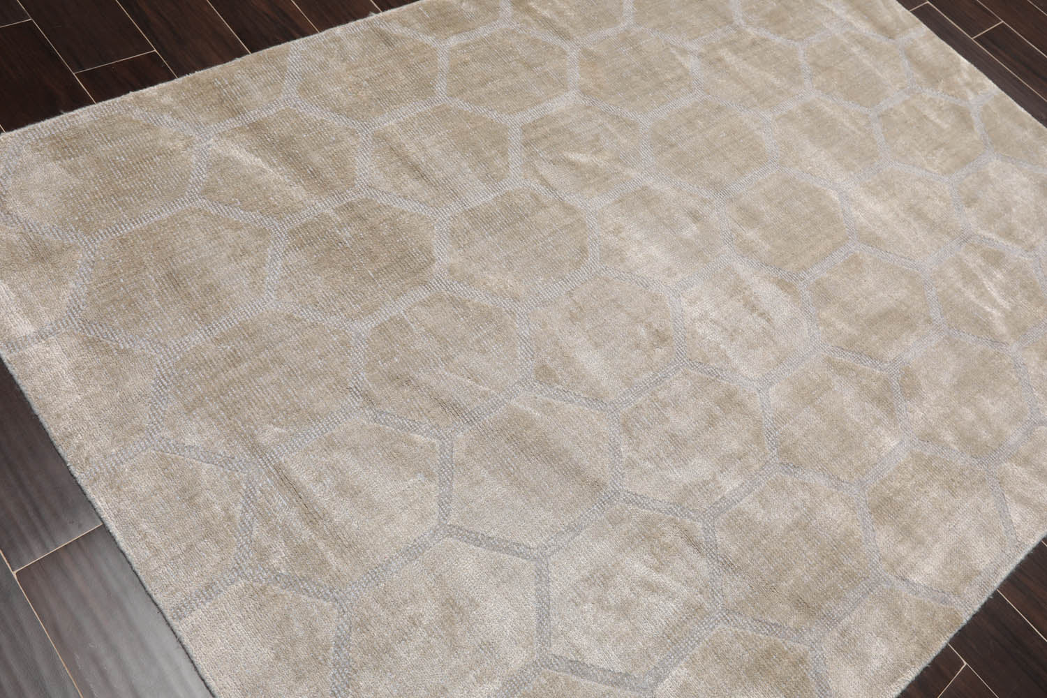 5x7 Gray, , Color Hand Knotted  Viscose Modern Oriental Rug