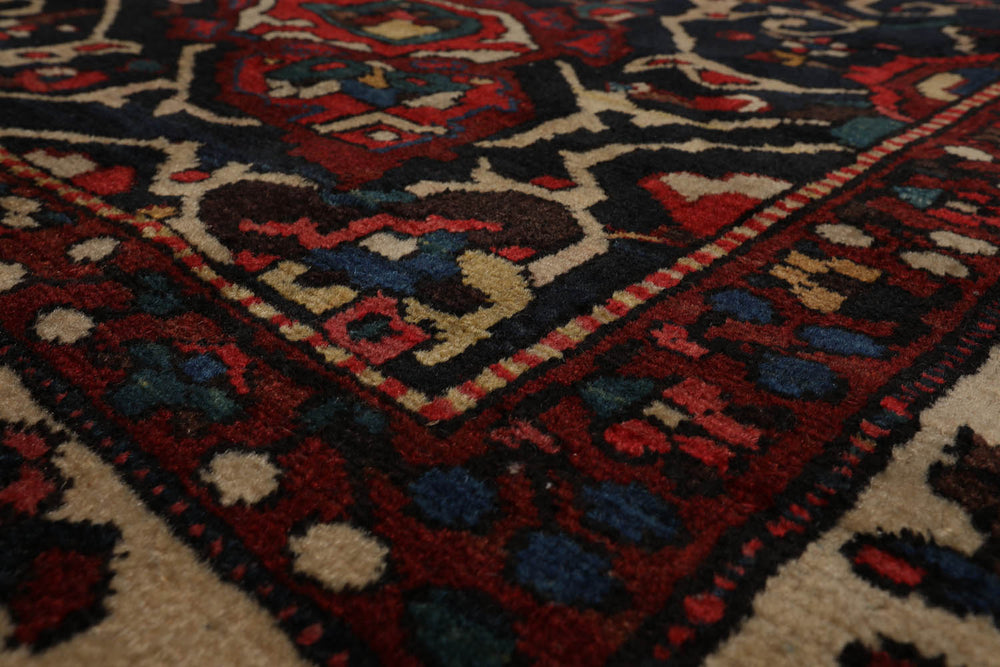 Palace Rust, Ivory, Navy Color Hand Knotted Bakhtiari 100% Wool Traditional Oriental Rug
