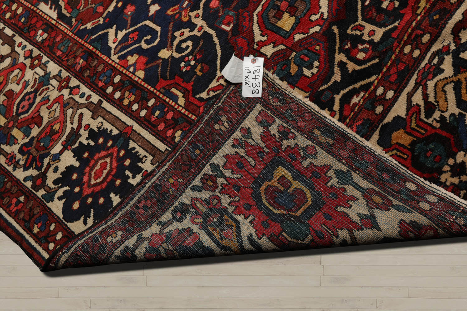 Palace Rust, Ivory, Navy Color Hand Knotted Bakhtiari 100% Wool Traditional Oriental Rug