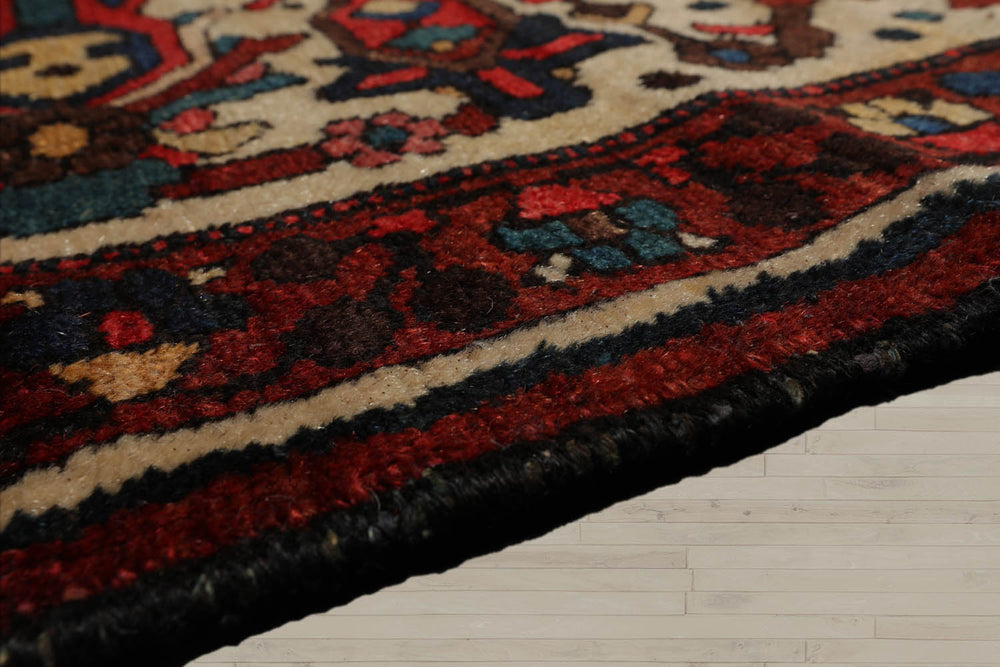 Palace Rust, Ivory, Navy Color Hand Knotted Bakhtiari 100% Wool Traditional Oriental Rug
