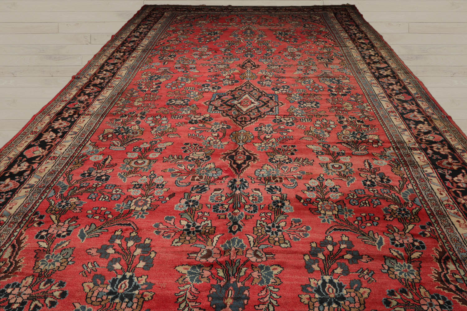 Palace Rose, Charcoal, Ivory Color Hand Knotted Lilihaan 100% Wool Traditional Oriental Rug