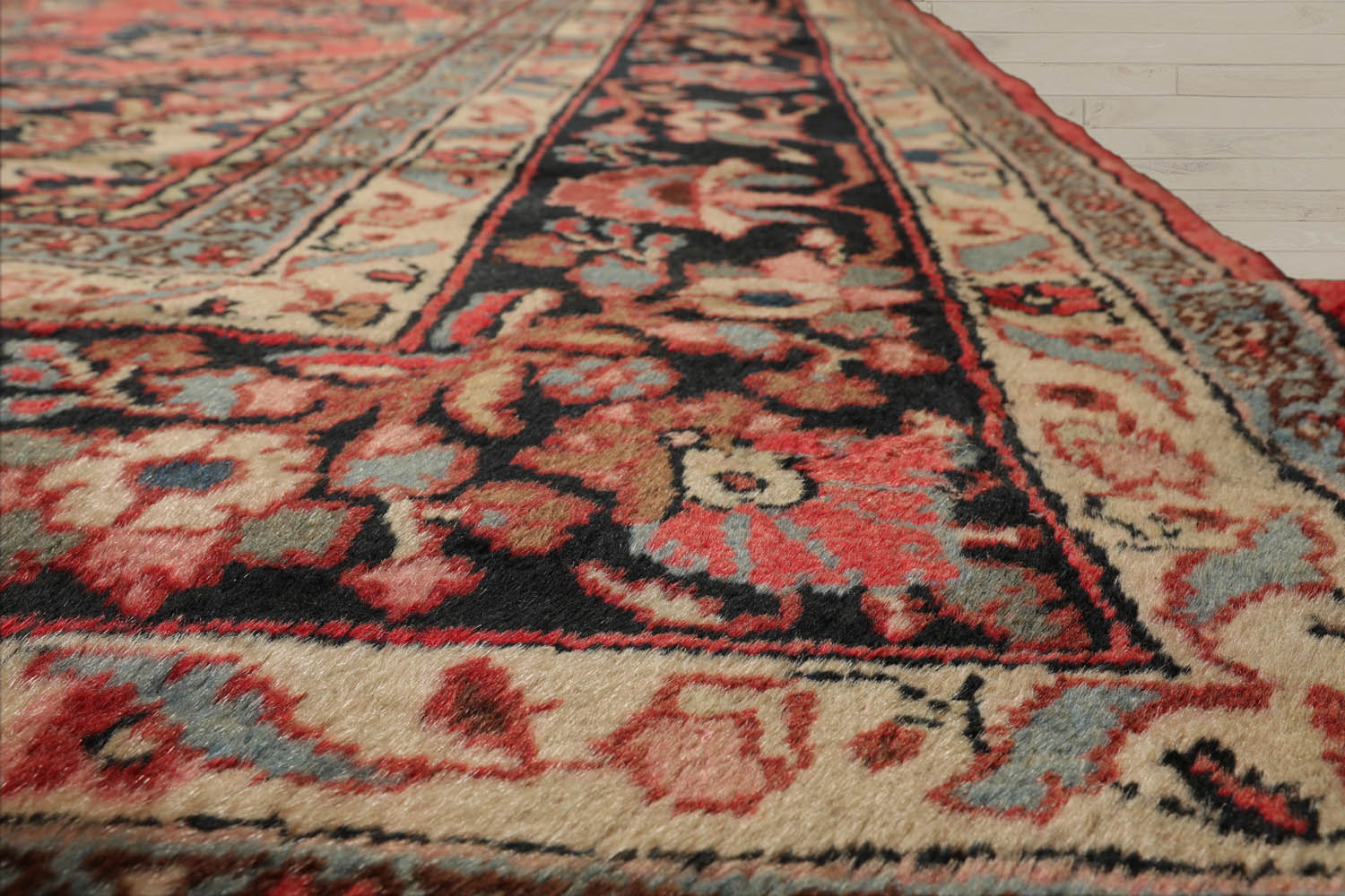 Palace Rose, Charcoal, Ivory Color Hand Knotted Lilihaan 100% Wool Traditional Oriental Rug