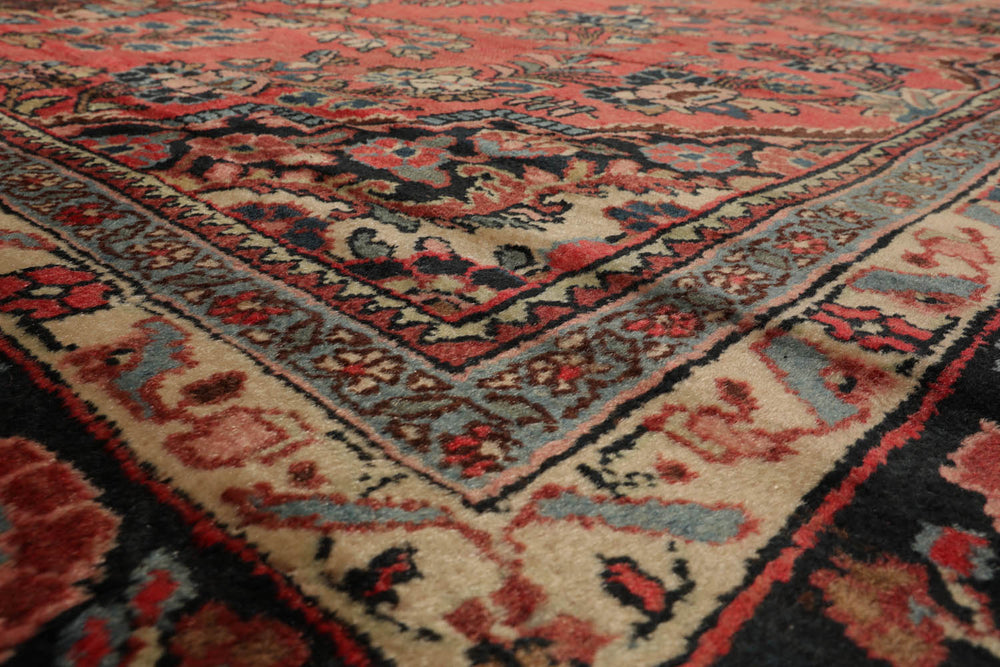Palace Rose, Charcoal, Ivory Color Hand Knotted Lilihaan 100% Wool Traditional Oriental Rug