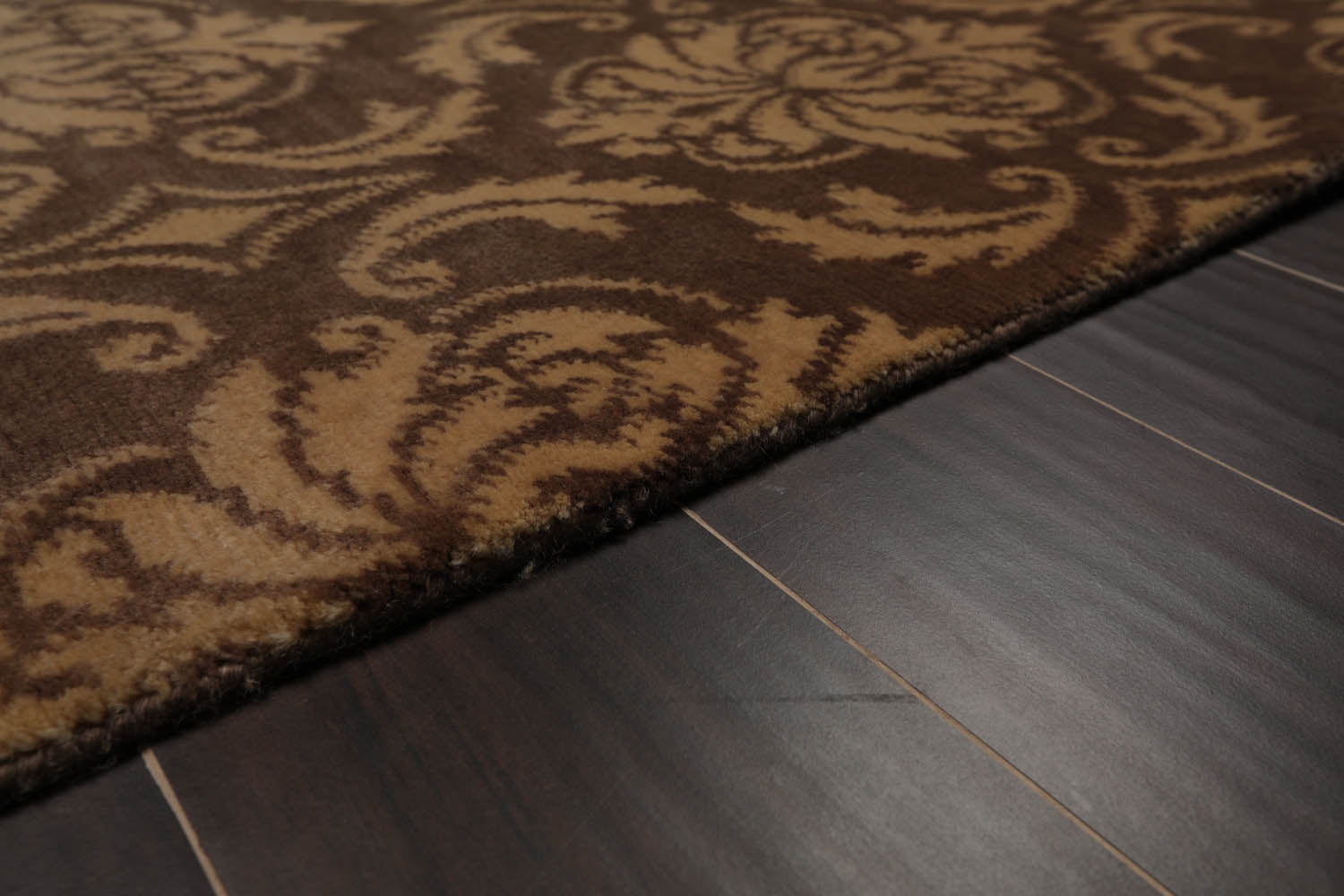 6x9 Brown, Caramel, Color Hand Knotted  100% Wool Transitional Oriental Rug
