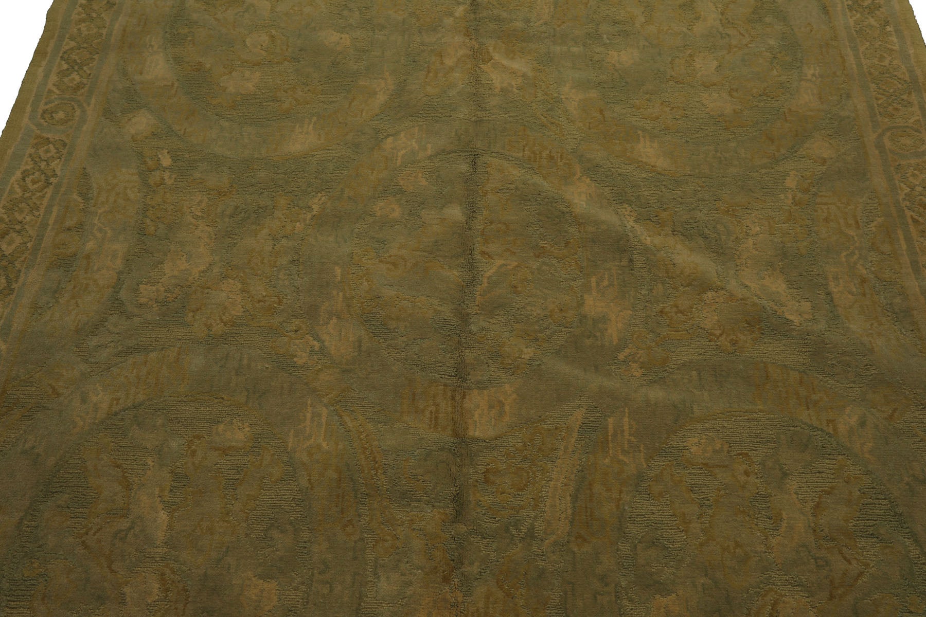 Knotted Rug Lime Light Gold Hand Knotted 6'x9' French Aubusson Savonnerie Asmara Traditional 100% Wool Oriental Area Rug
