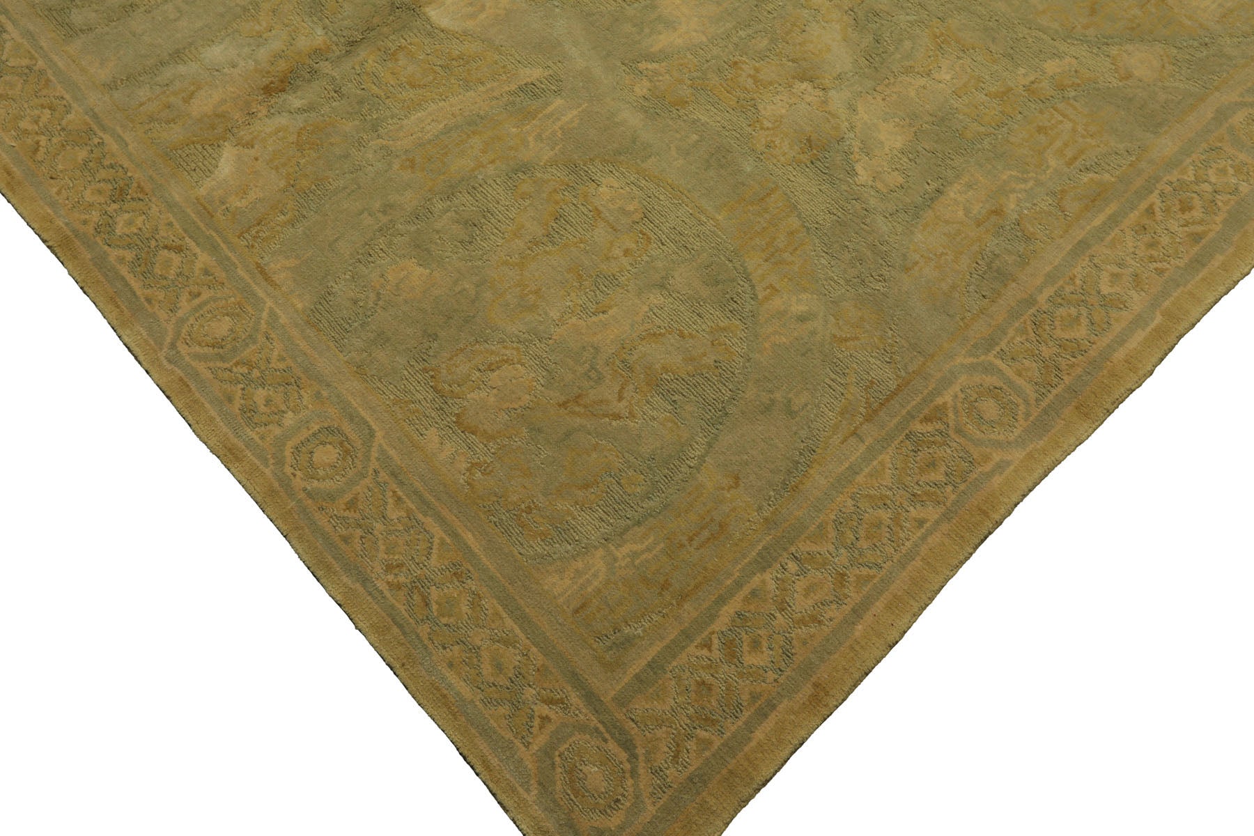 Knotted Rug Lime Light Gold Hand Knotted 6'x9' French Aubusson Savonnerie Asmara Traditional 100% Wool Oriental Area Rug