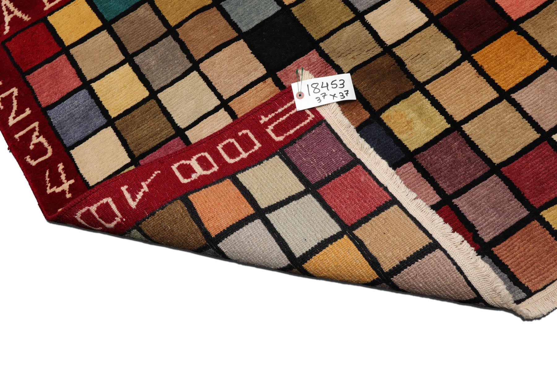 Knotted Rug Hand Knotted 3'7''x3'7'' Square Modern Contemporary Wool Oriental Area Rug