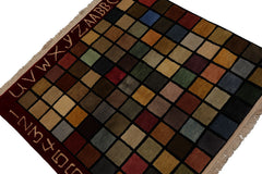 Knotted Rug Hand Knotted 3'7''x3'6'' Square Modern Contemporary Wool Oriental Area Rug