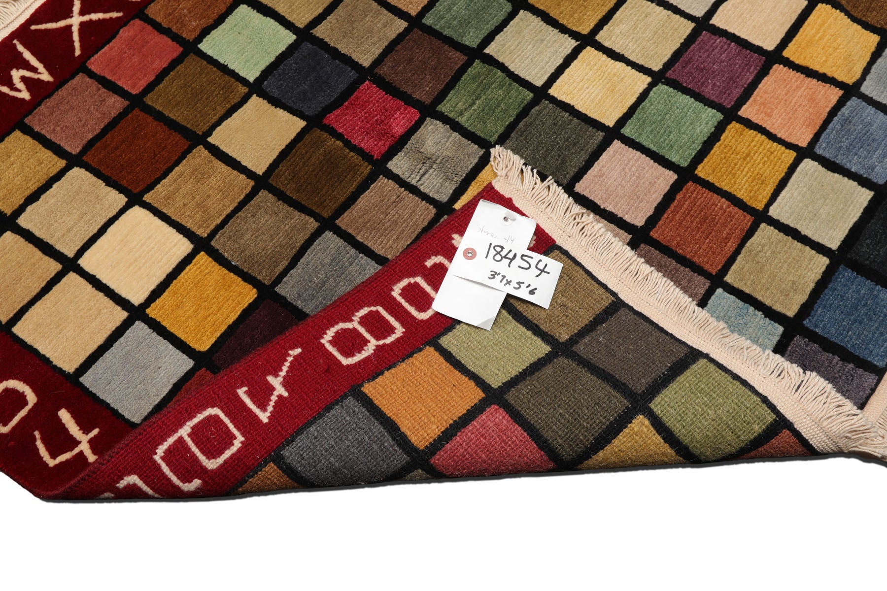 Knotted Rug Hand Knotted 3'7''x3'6'' Square Modern Contemporary Wool Oriental Area Rug