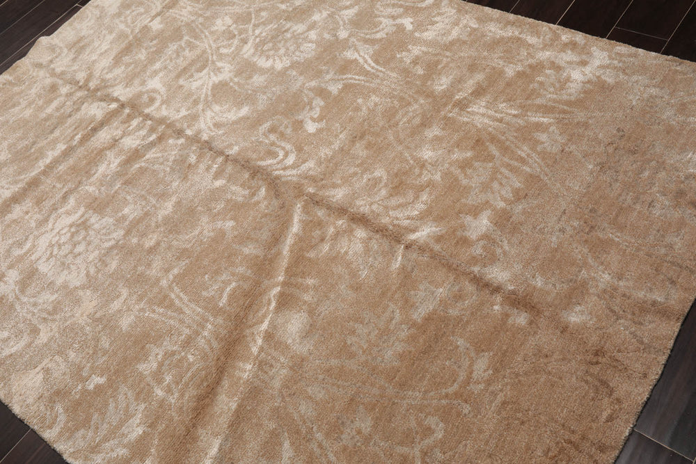 5x7 Beige, Camel, Gray Color Hand Knotted  100% Wool Traditional Oriental Rug