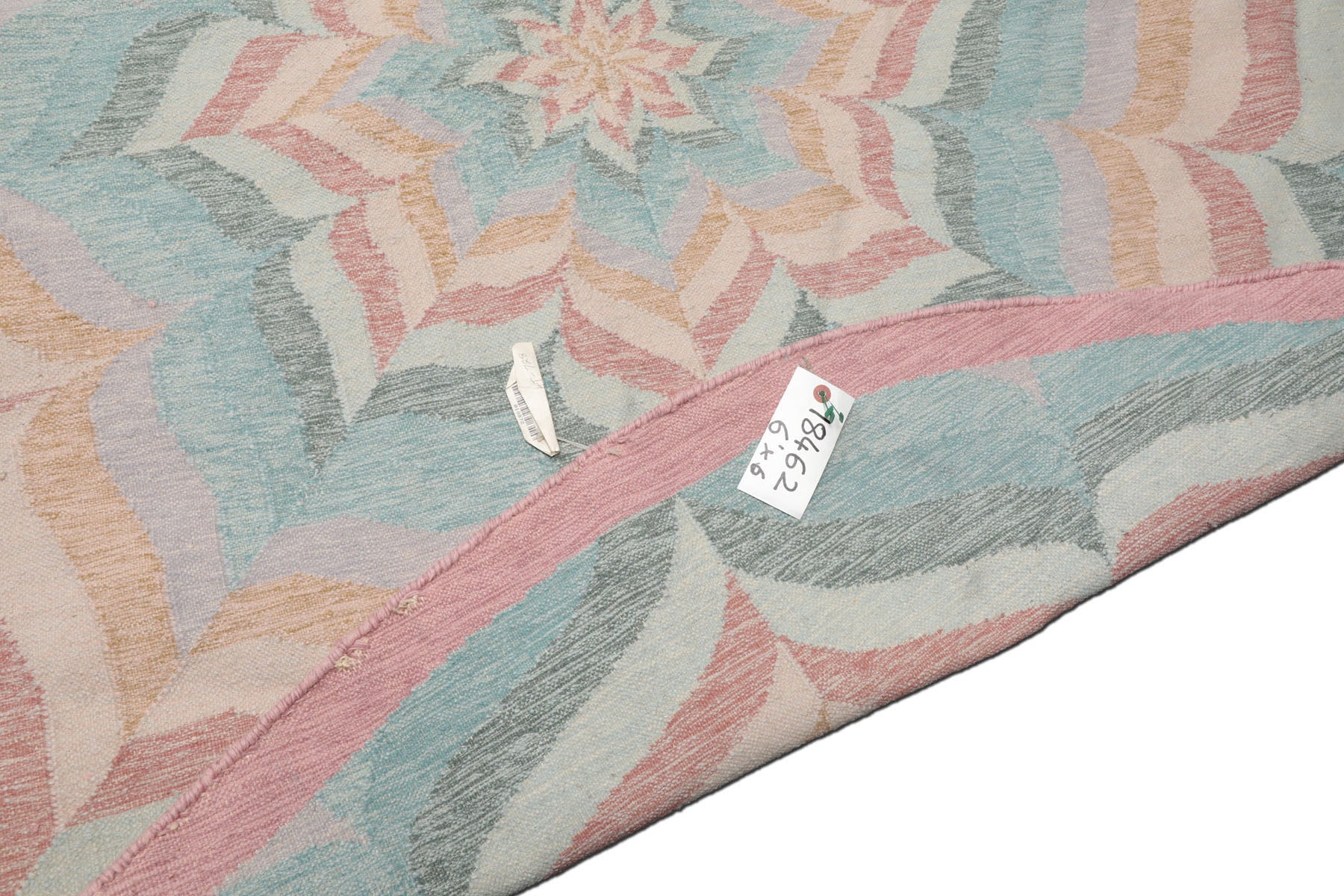 Knotted Rug Beige Hand Knotted 6'x6' Round Transitional Kilim Dhurry Wool Oriental Area Rug
