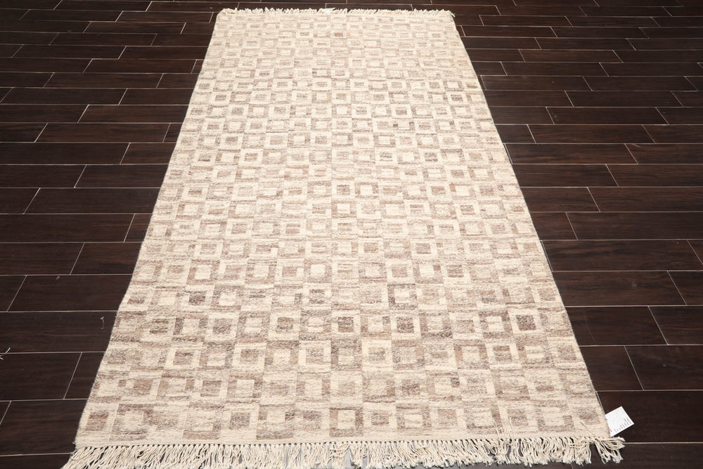 5x8 Beige, Brown, Color Hand Knotted Soumak 100% Wool Modern Oriental Rug
