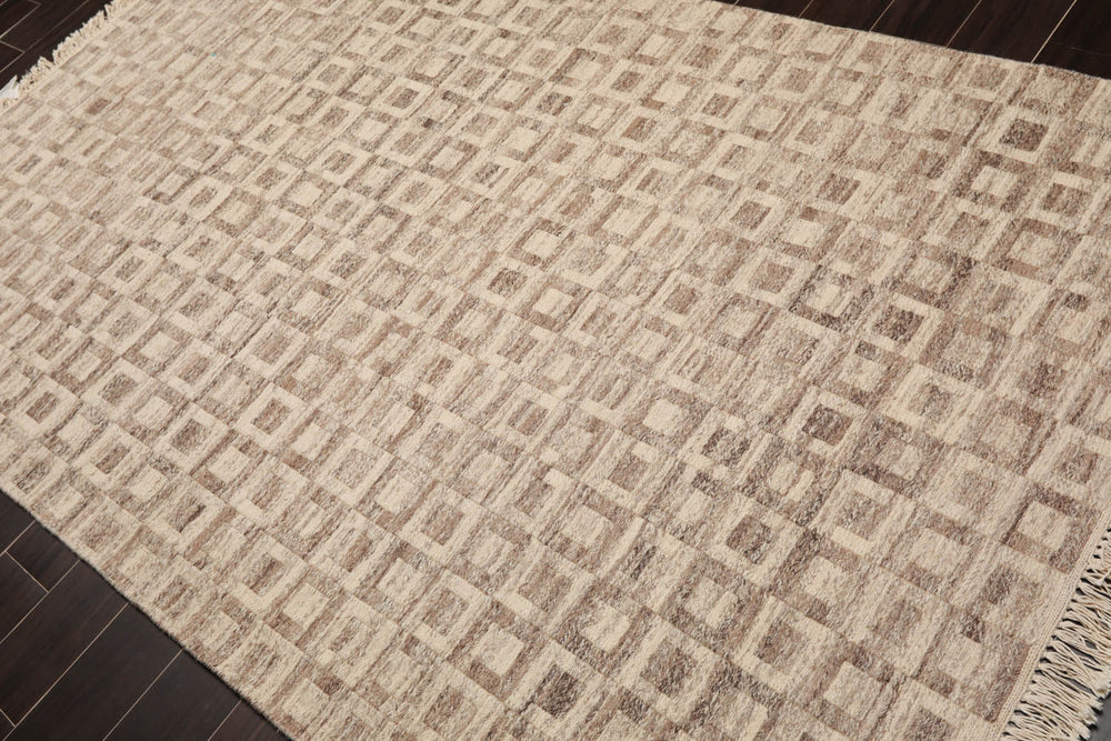 5x8 Beige, Brown, Color Hand Knotted Soumak 100% Wool Modern Oriental Rug