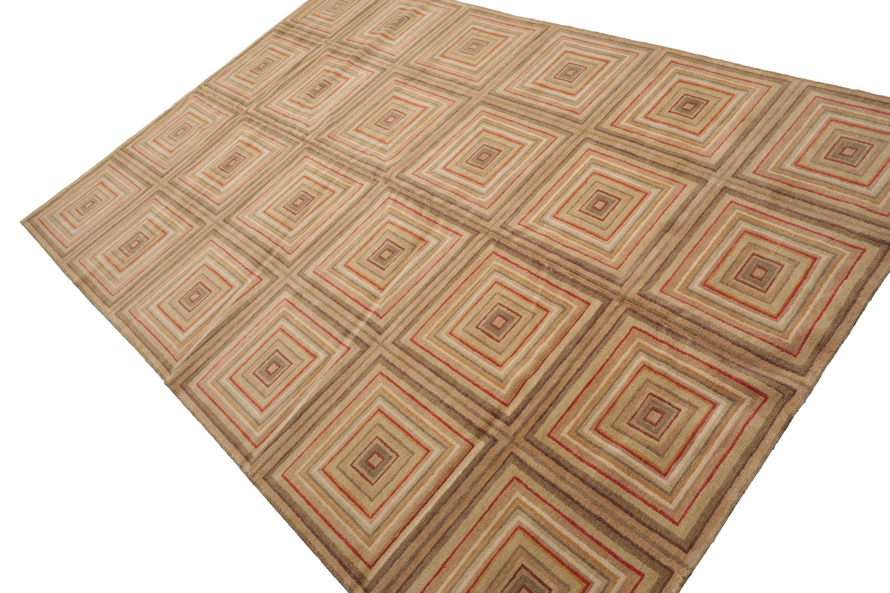 Knotted Rug Tan Beige Hand Knotted 6'x9' Tibetan Modern Contemporary 100% Wool Oriental Area Rug