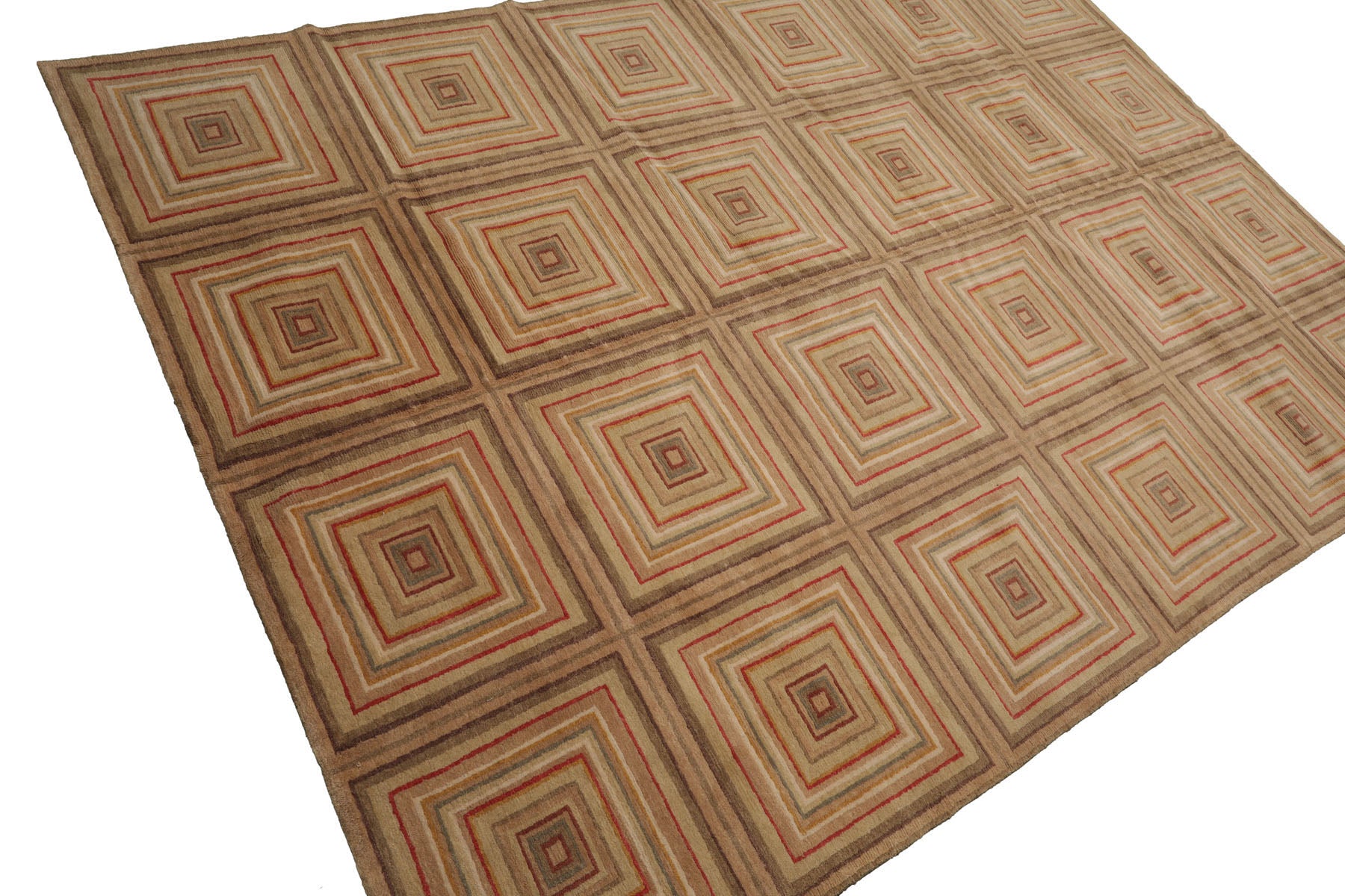 Knotted Rug Tan Beige Hand Knotted 6'x9' Tibetan Modern Contemporary 100% Wool Oriental Area Rug
