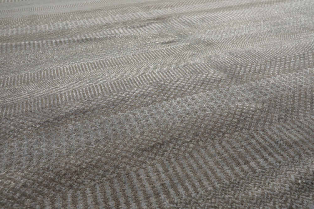 8x10 Tone On Tone Gray, , Color Hand Knotted Tibetan 100% Wool Modern & Contemporary Oriental Rug