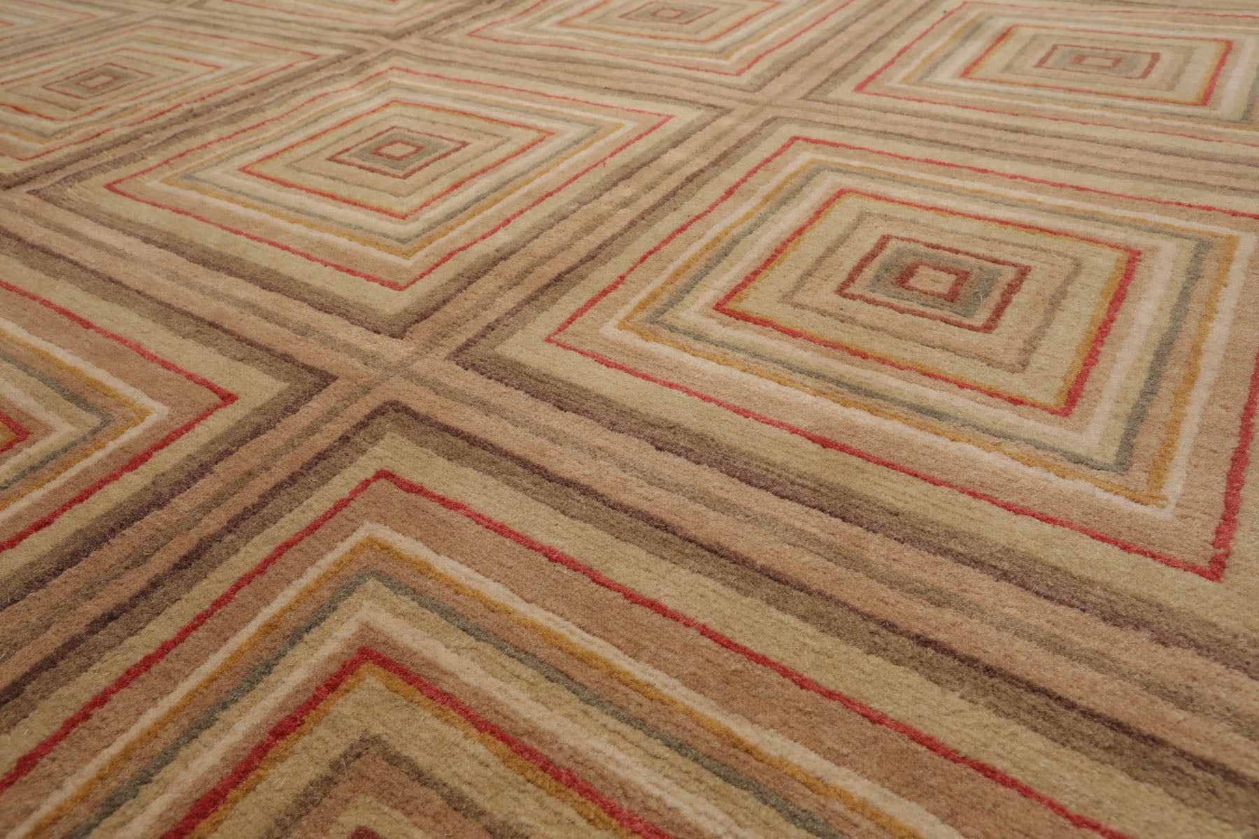 Knotted Rug Tan Beige Hand Knotted 6'x9' Tibetan Modern Contemporary 100% Wool Oriental Area Rug