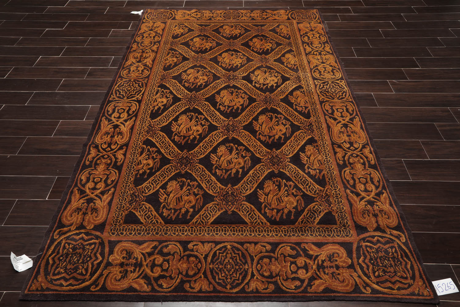 6x9 Charcoal, Brown, Gold Color Hand Knotted  100% Wool Transitional Oriental Rug
