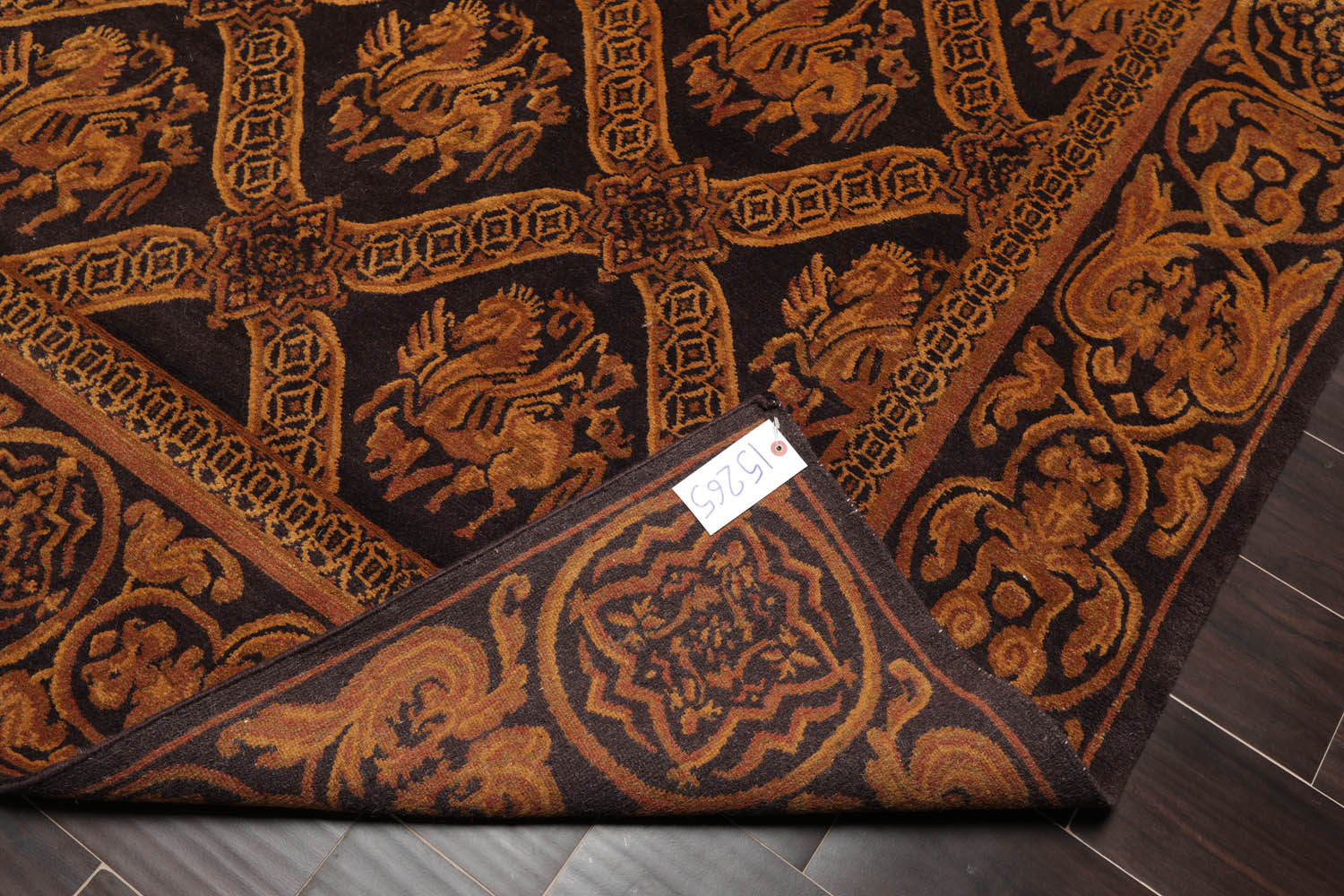 6x9 Charcoal, Brown, Gold Color Hand Knotted  100% Wool Transitional Oriental Rug