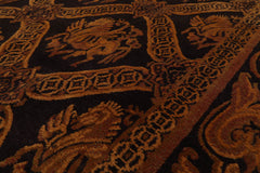 6x9 Charcoal, Brown, Gold Color Hand Knotted  100% Wool Transitional Oriental Rug