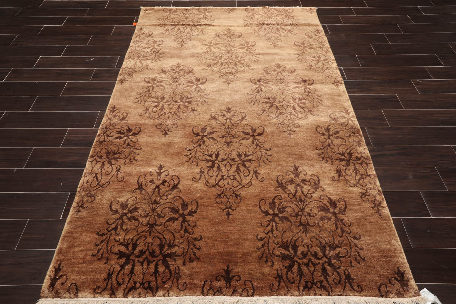 5x8 Tan, Brown, Color Hand Knotted  100% Wool Transitional Oriental Rug