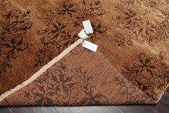 5x8 Tan, Brown, Color Hand Knotted  100% Wool Transitional Oriental Rug