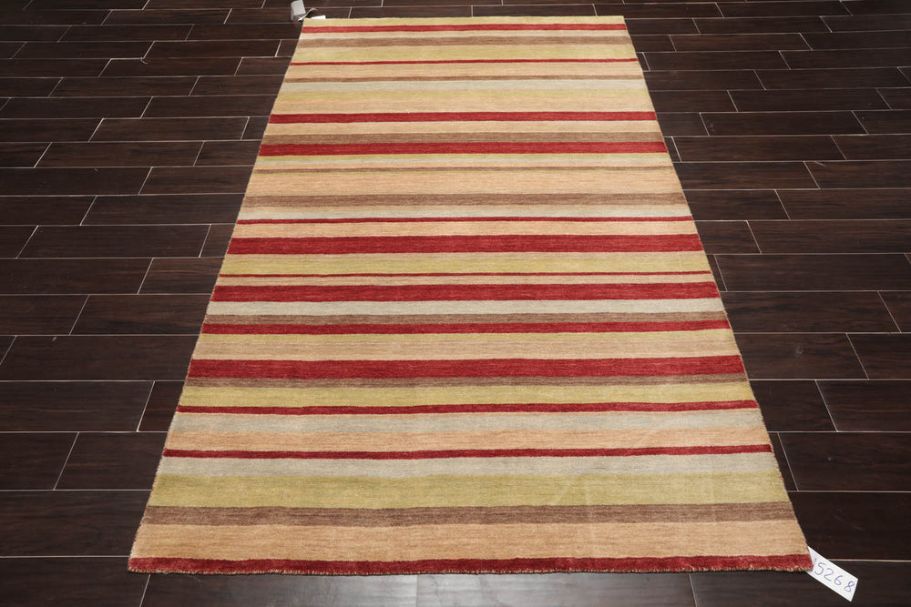 5x8 Multicolor, Brown, Gray Color Hand Knotted  100% Wool Modern Oriental Rug