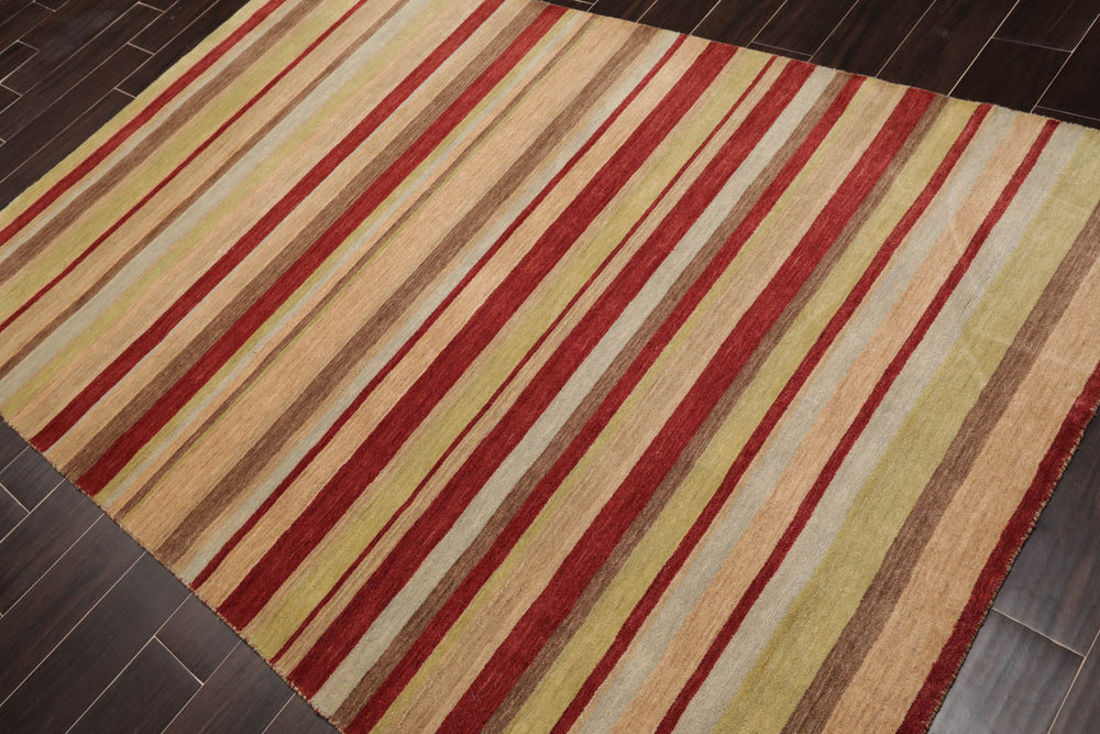 5x8 Multicolor, Brown, Gray Color Hand Knotted  100% Wool Modern Oriental Rug