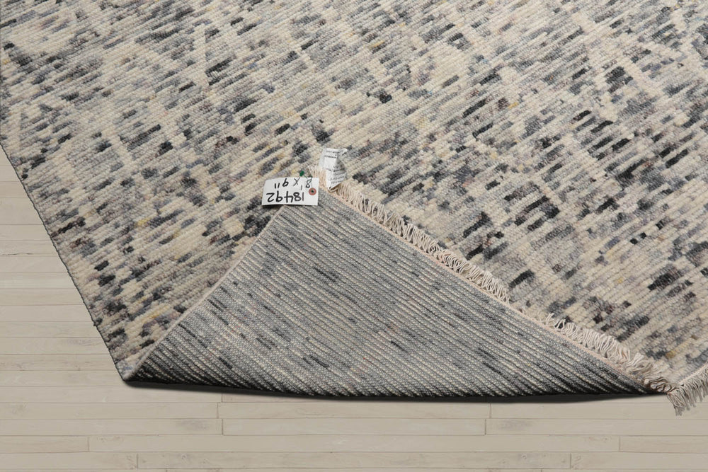 8x10 Ivory, Gray, Graphite Color Hand Knotted Oushak 100% Wool  Oriental Rug