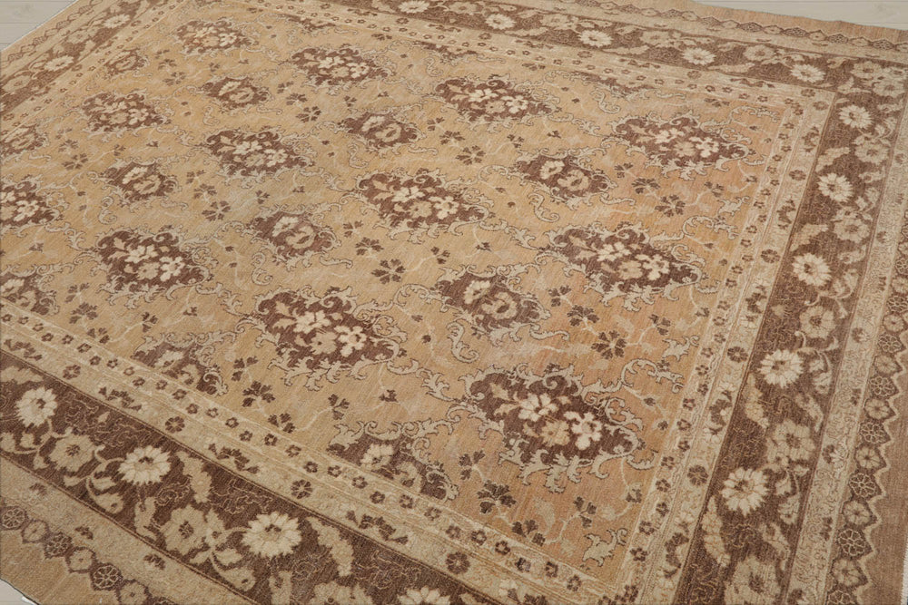 8x11 Tan, Beige, Brown Color Hand Knotted Chobi Peshawar 100% Wool Traditional Oriental Rug
