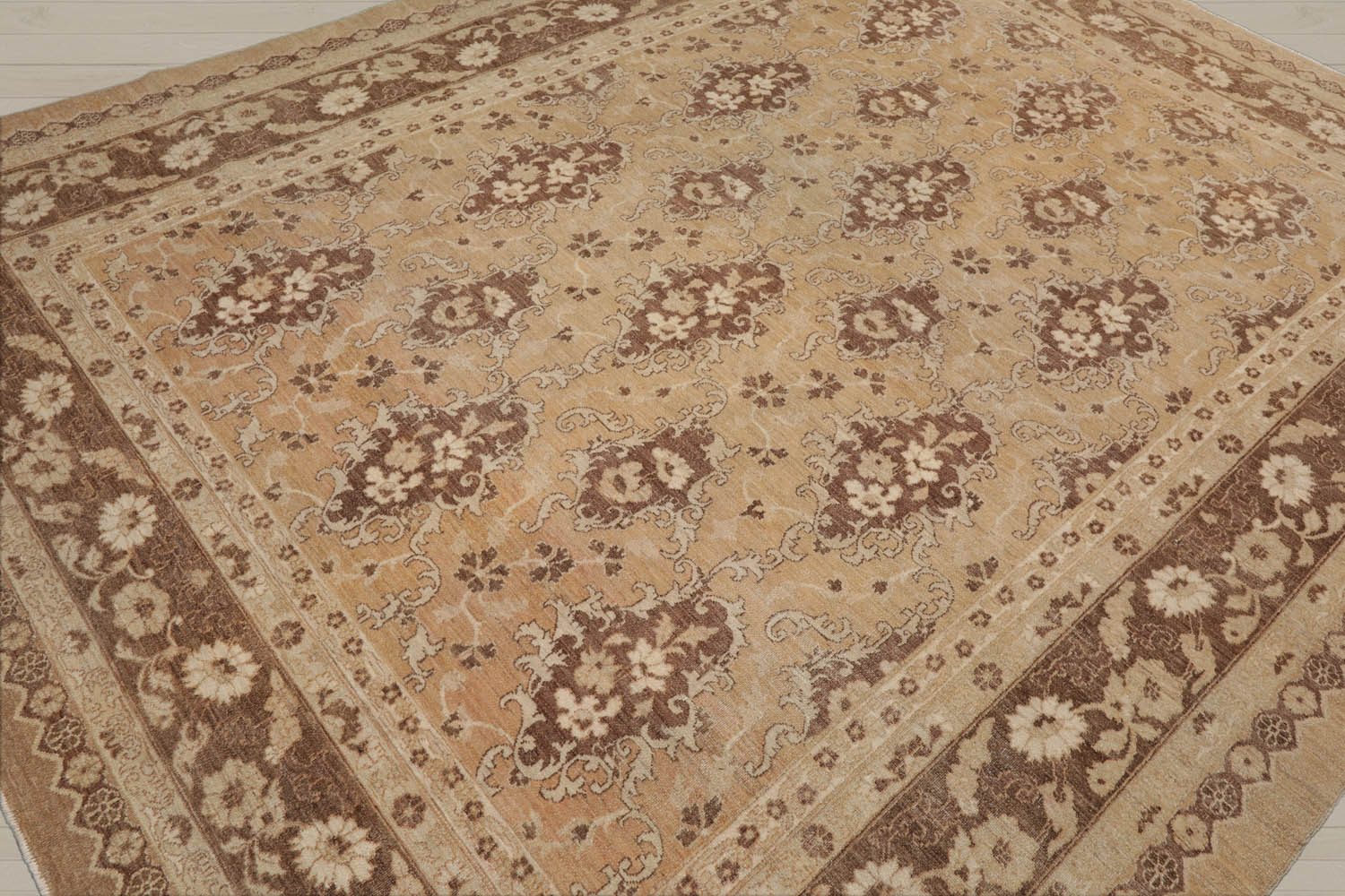 8x11 Tan, Beige, Brown Color Hand Knotted Chobi Peshawar 100% Wool Traditional Oriental Rug