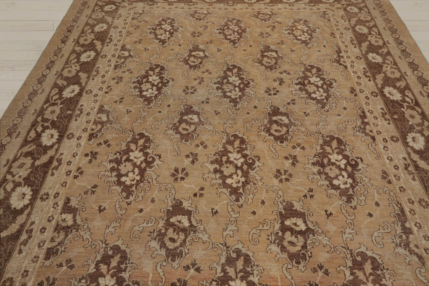8x11 Tan, Beige, Brown Color Hand Knotted Chobi Peshawar 100% Wool Traditional Oriental Rug