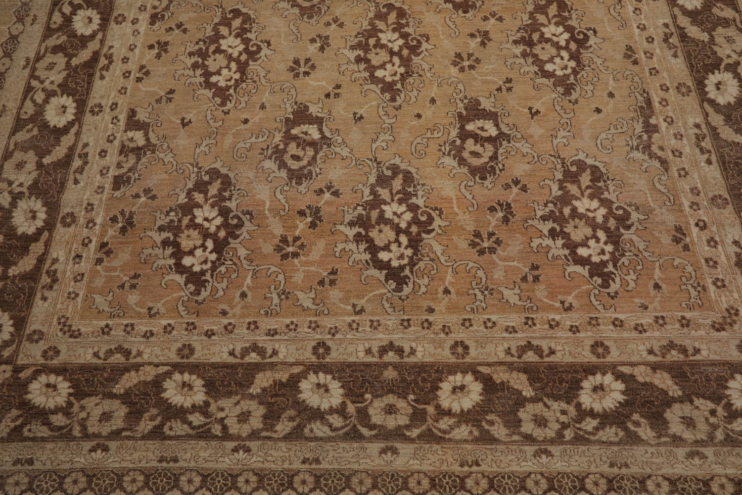8x11 Tan, Beige, Brown Color Hand Knotted Chobi Peshawar 100% Wool Traditional Oriental Rug