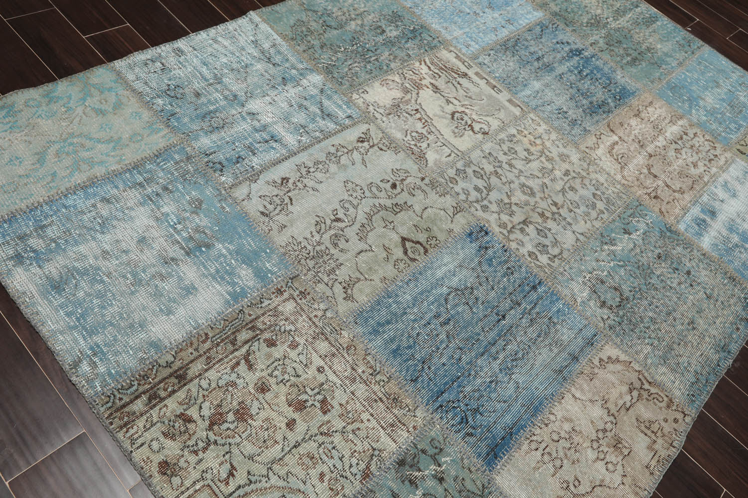 6x9 Blue, Gray, Aqua Color Hand Knotted Turkish  100% Wool Traditional Oriental Rug