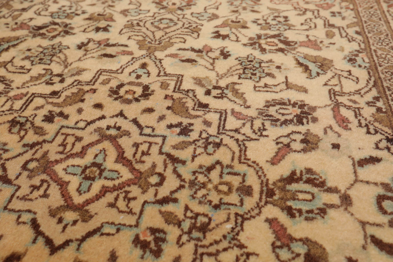 3x5 Caramel, Brown, Aqua Color Hand Knotted Kashan 100% Wool Traditional Oriental Rug