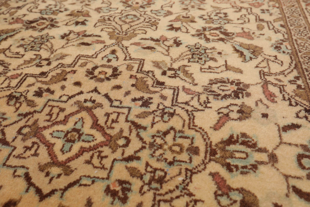 3x5 Caramel, Brown, Aqua Color Hand Knotted Kashan 100% Wool Traditional Oriental Rug