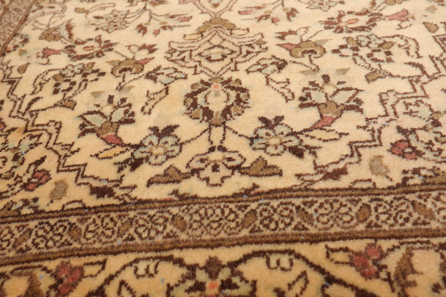 3x5 Caramel, Brown, Aqua Color Hand Knotted Kashan 100% Wool Traditional Oriental Rug