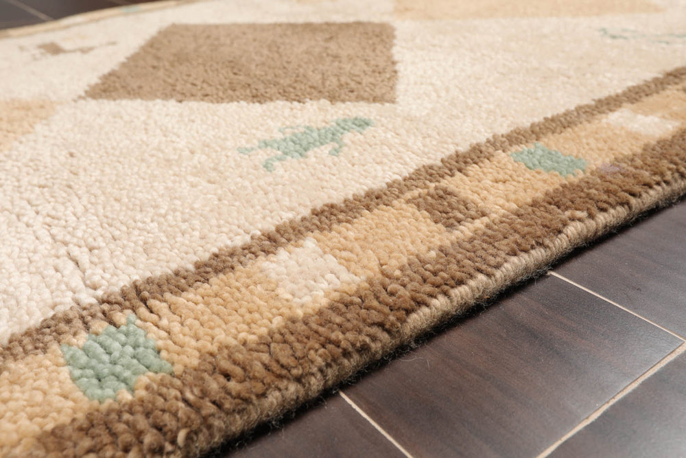 3x5 Beige, Brown, Caramel Color Hand Knotted Gabbeh 100% Wool Modern Oriental Rug
