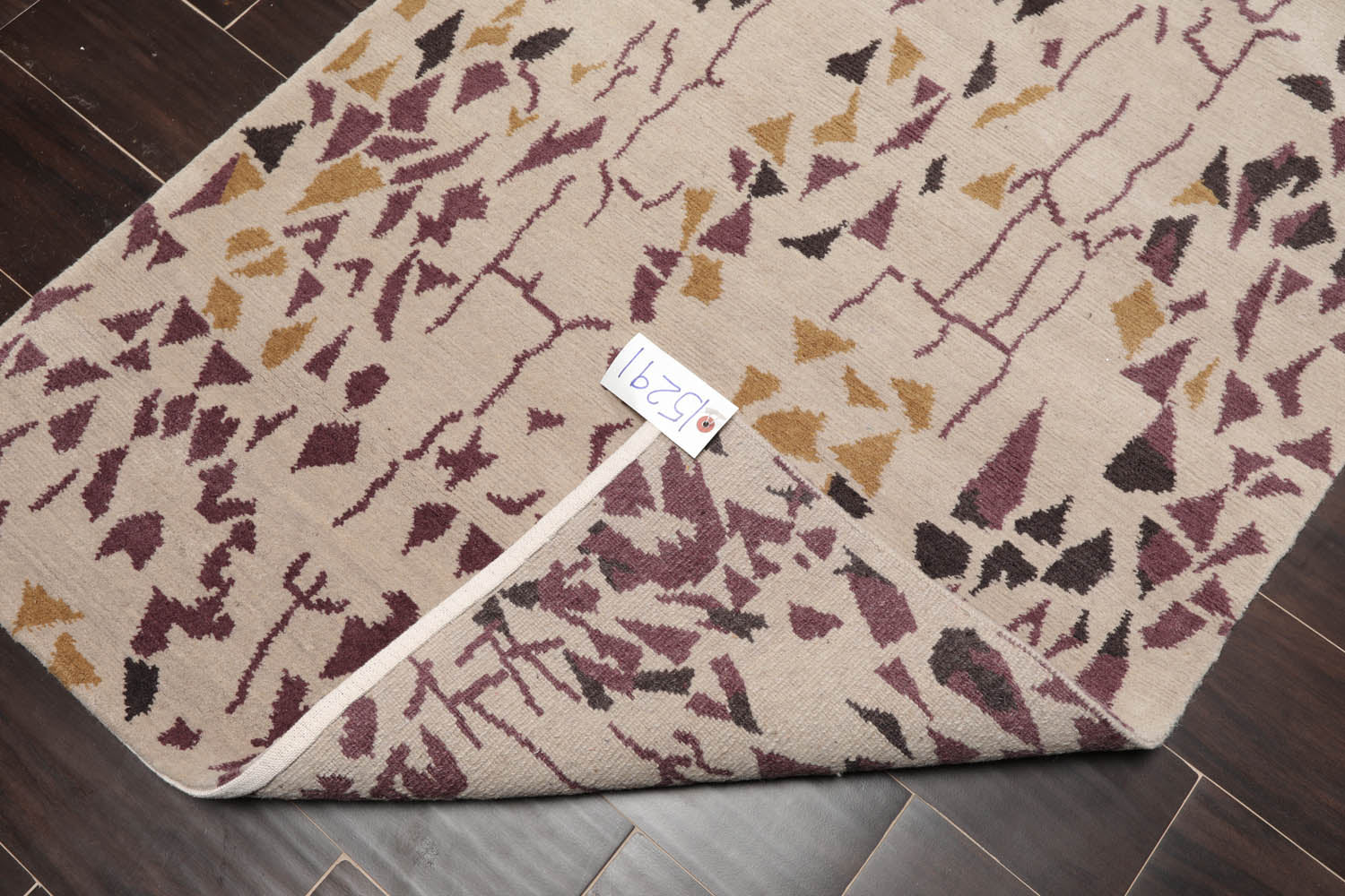 3x5 Beige, Charcoal, Aubergine Color Hand Knotted  100% Wool Modern Oriental Rug