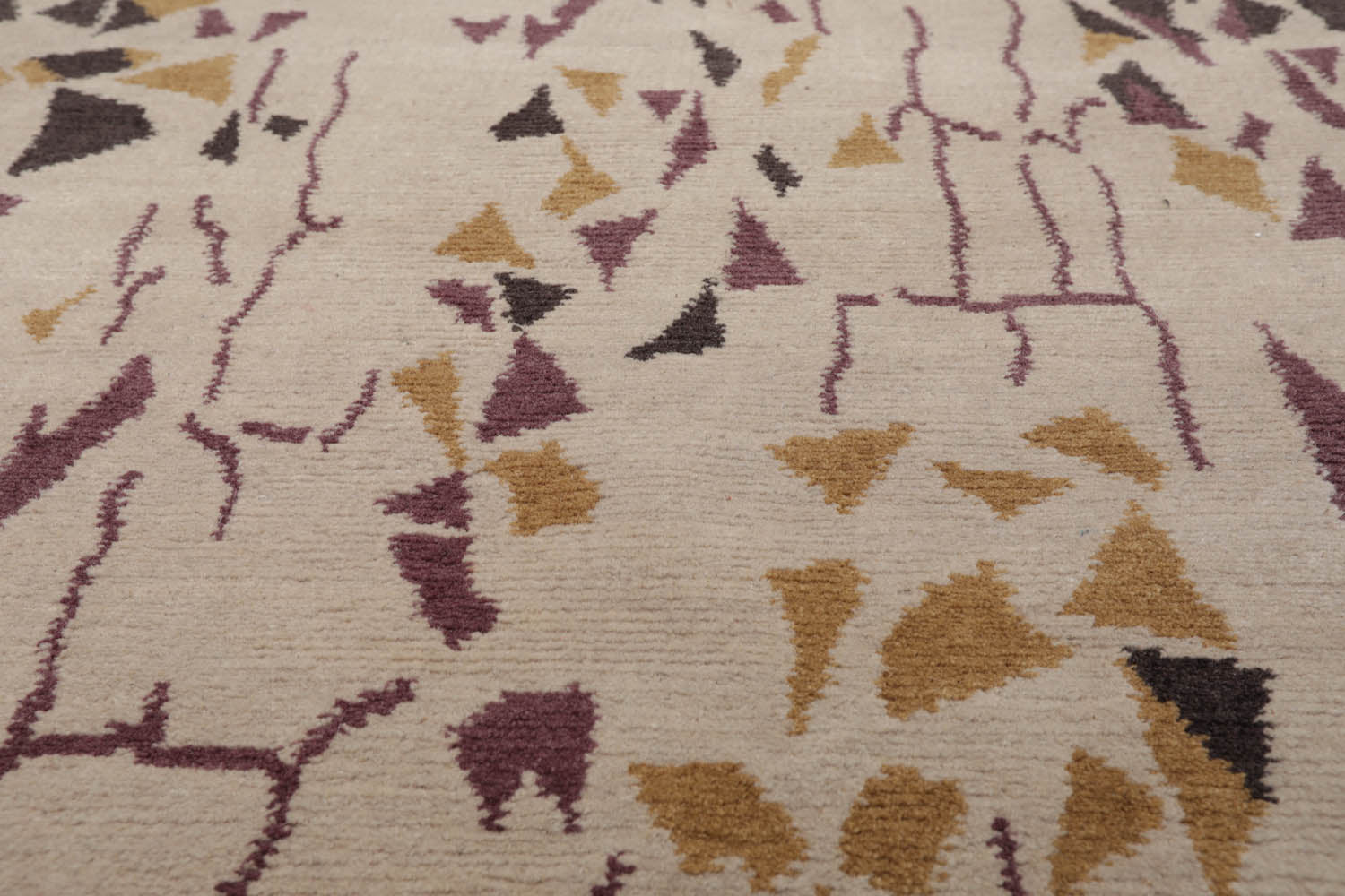 3x5 Beige, Charcoal, Aubergine Color Hand Knotted  100% Wool Modern Oriental Rug