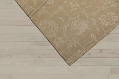 6x9 Beige Tone On Tone, , Color Hand Knotted  Wool & Silk Transitional Oriental Rug