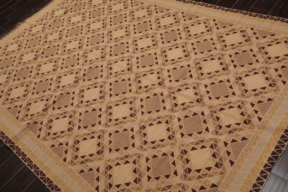 6x9 Tan, Brown, Chocolate Color Hand Knotted Soumak 100% Wool Traditional Oriental Rug