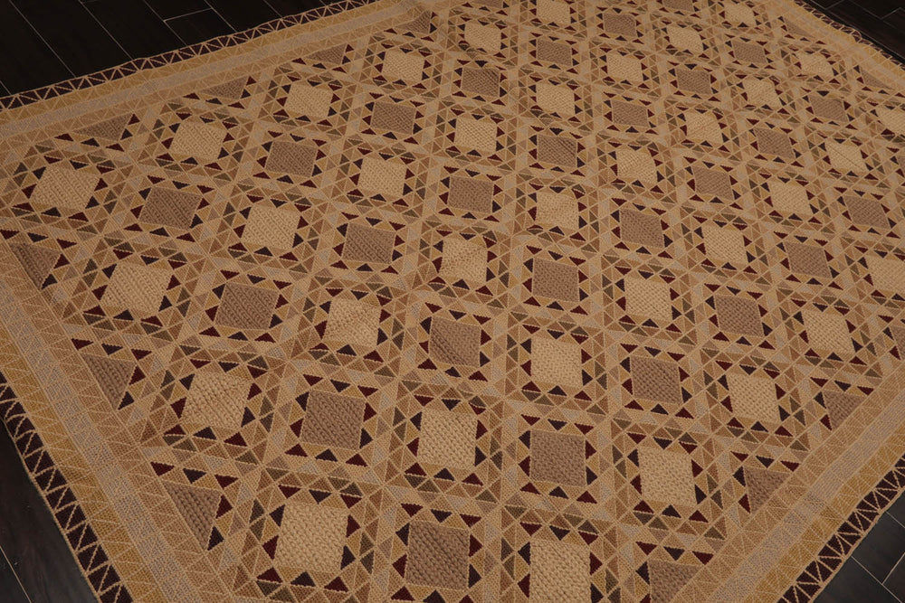 6x9 Tan, Brown, Chocolate Color Hand Knotted Soumak 100% Wool Traditional Oriental Rug
