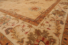 9x13 Beige, Brown, Burnt Orange Color Hand Knotted Oushak 100% Wool Traditional Oriental Rug