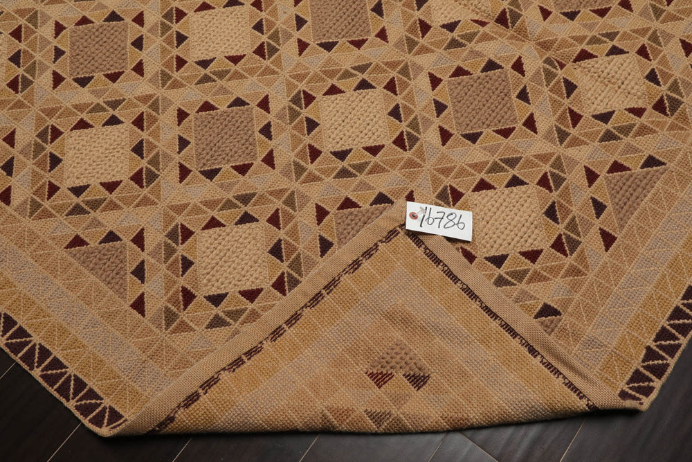 6x9 Tan, Brown, Chocolate Color Hand Knotted Soumak 100% Wool Traditional Oriental Rug