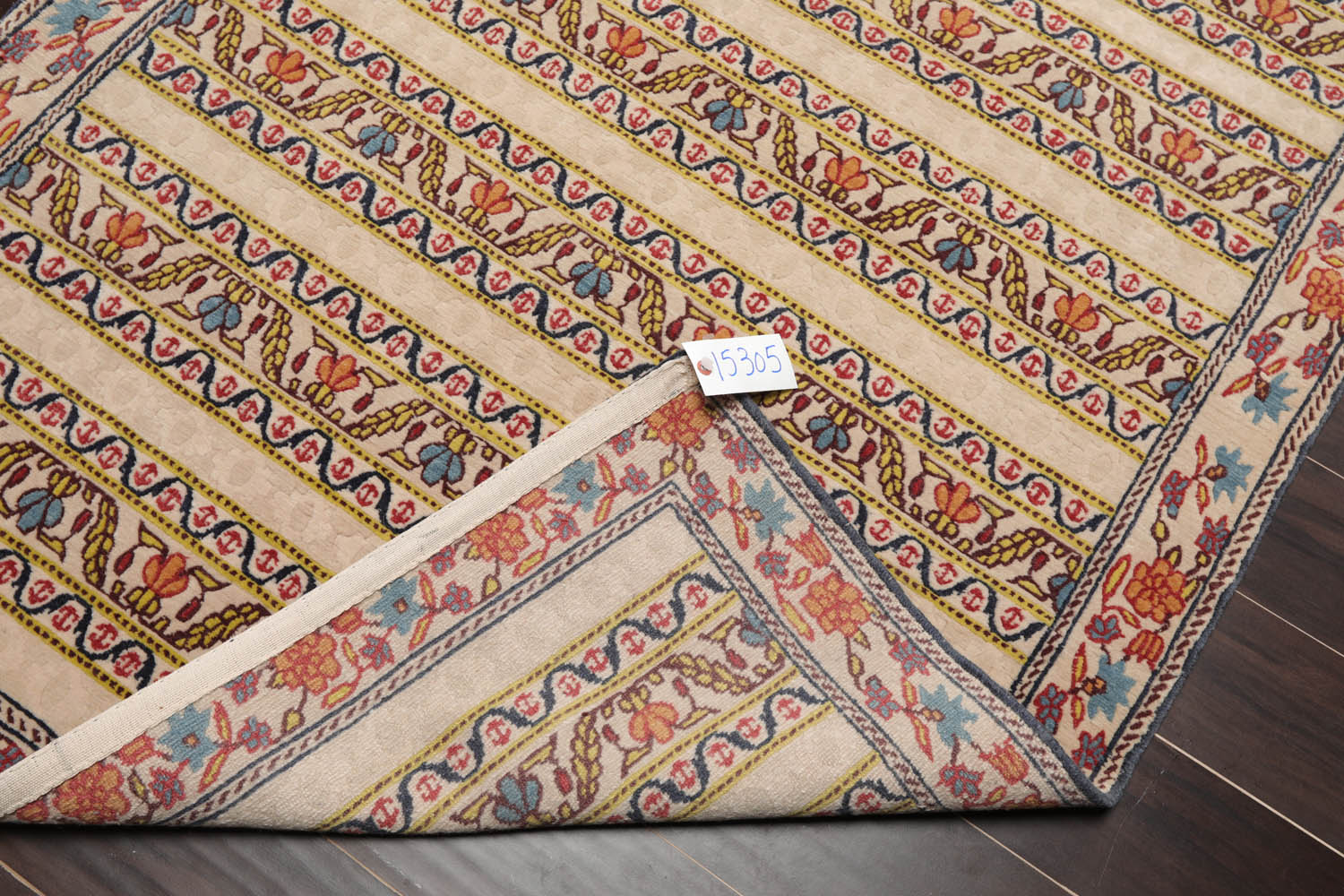 4x6 Beige, Blue, Mustard Color Hand Knotted  100% Wool Transitional Oriental Rug