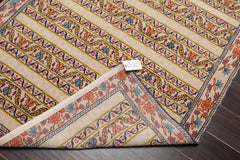 4x6 Beige, Blue, Mustard Color Hand Knotted  100% Wool Transitional Oriental Rug
