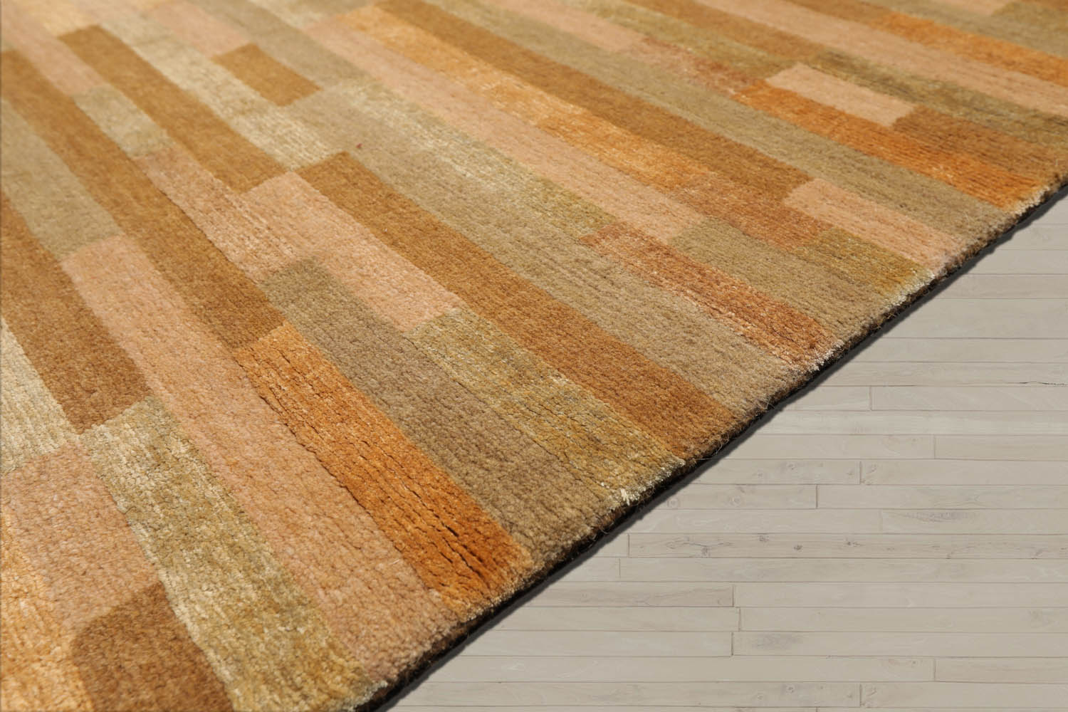 3x5 Gold, Tan, Moss Color Hand Knotted  100% Wool Modern & Contemporary Oriental Rug