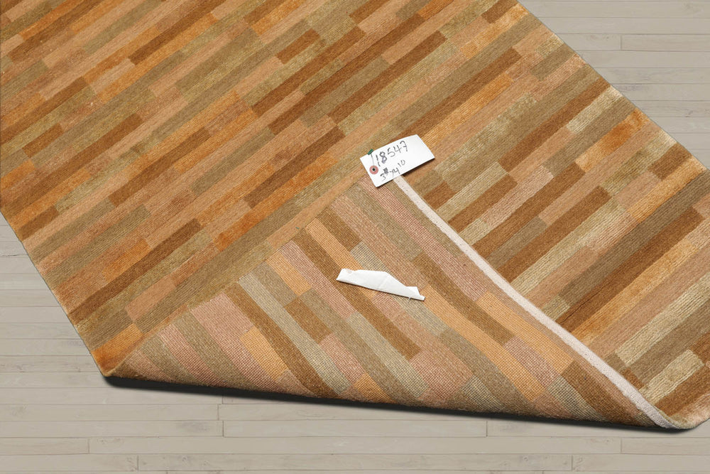 3x5 Gold, Tan, Moss Color Hand Knotted  100% Wool Modern & Contemporary Oriental Rug